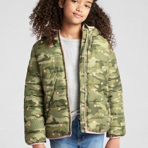 *SOLD* NWT GAP Kids Girl's Camo Sherpa Lined Winter Puffer Jacket Coat, XL 12